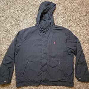 Polo Ralph Lauren Hooded Field Jacket Mens XL Navy Blue Insulated Utility Coat